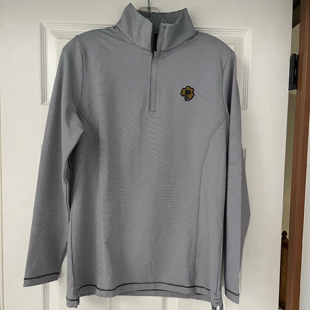 NWT Peter Millar Navy and White Striped Quarter Zip